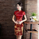 19 mome mulberry silk, crane pattern, High-end mini Qipao