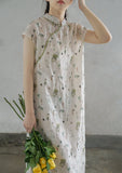 Summer Plant Cheongsam Dress